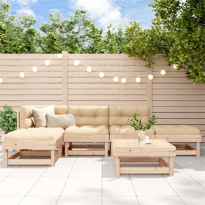 vidaXL Wood Standard Garden Lounge Set in Beige