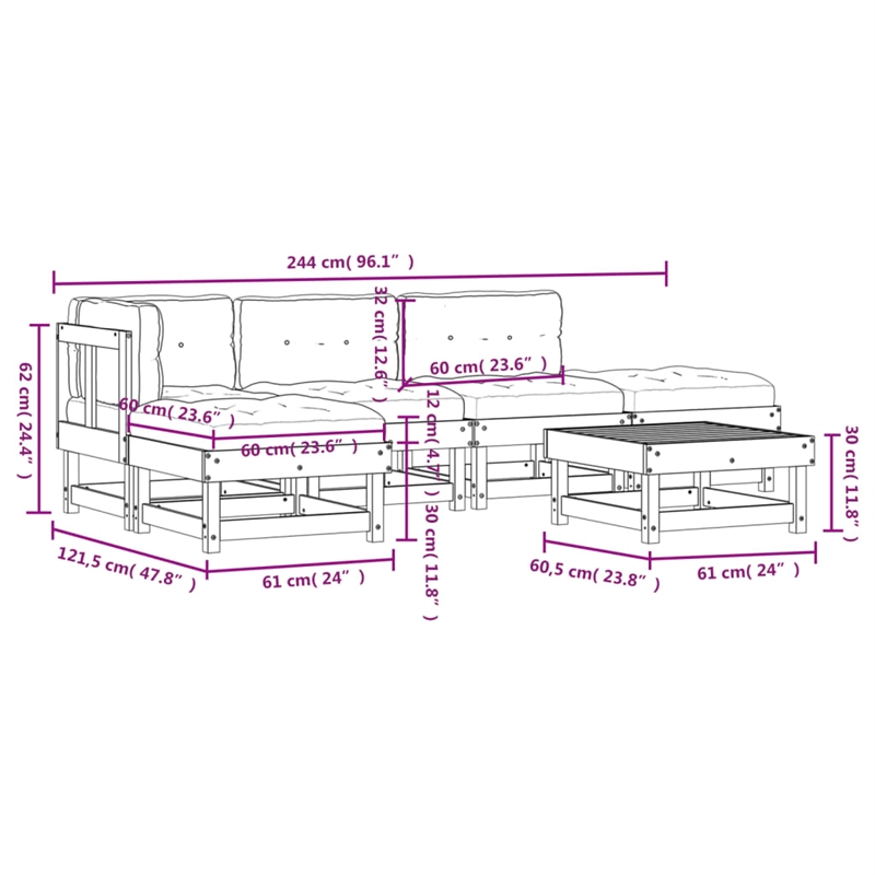 vidaXL Wood Standard Garden Lounge Set in Beige