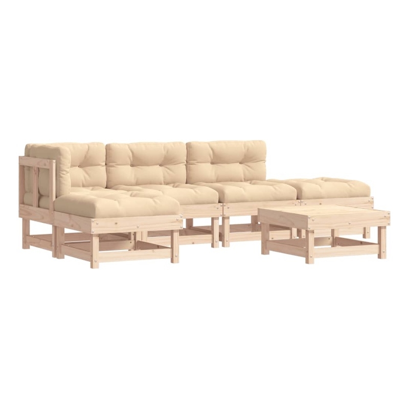 vidaXL Wood Standard Garden Lounge Set in Beige