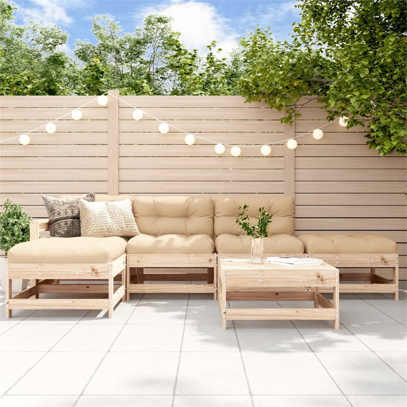 vidaXL Wood Garden Lounge Set in Natural/Beige