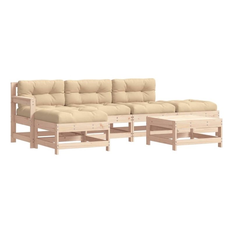 vidaXL Wood Garden Lounge Set in Natural/Beige