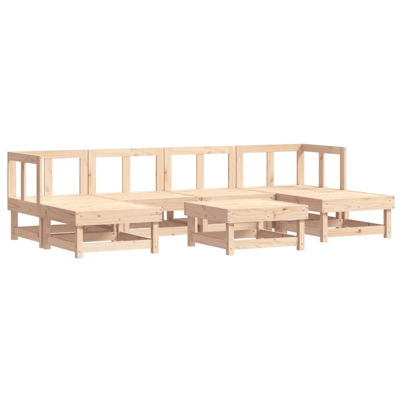 vidaXL 7 Piece Wood Garden Lounge Set in Natural/Beige