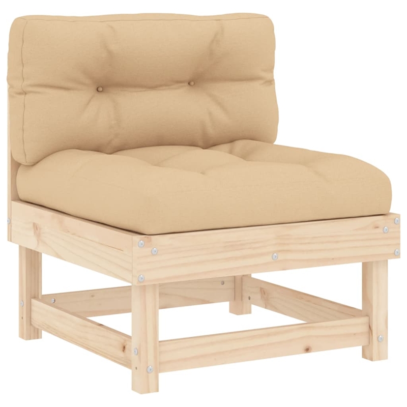vidaXL 7 Piece Wood Garden Lounge Set in Natural/Beige