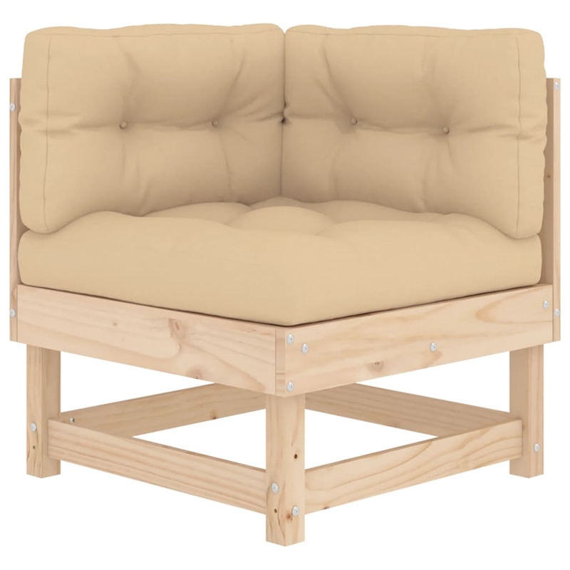 vidaXL 7 Piece Wood Garden Lounge Set in Natural/Beige