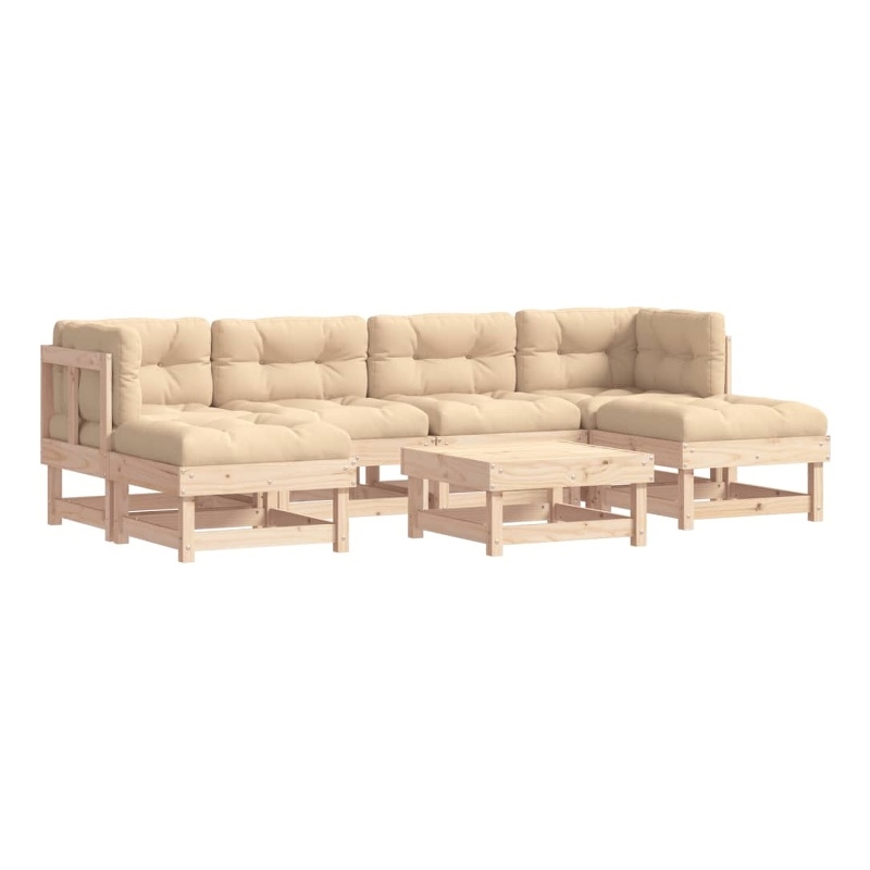 vidaXL 7 Piece Wood Garden Lounge Set in Natural/Beige