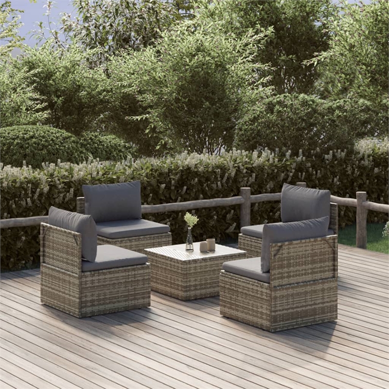 vidaXL 5 Piece Steel Garden Lounge Set in Gray
