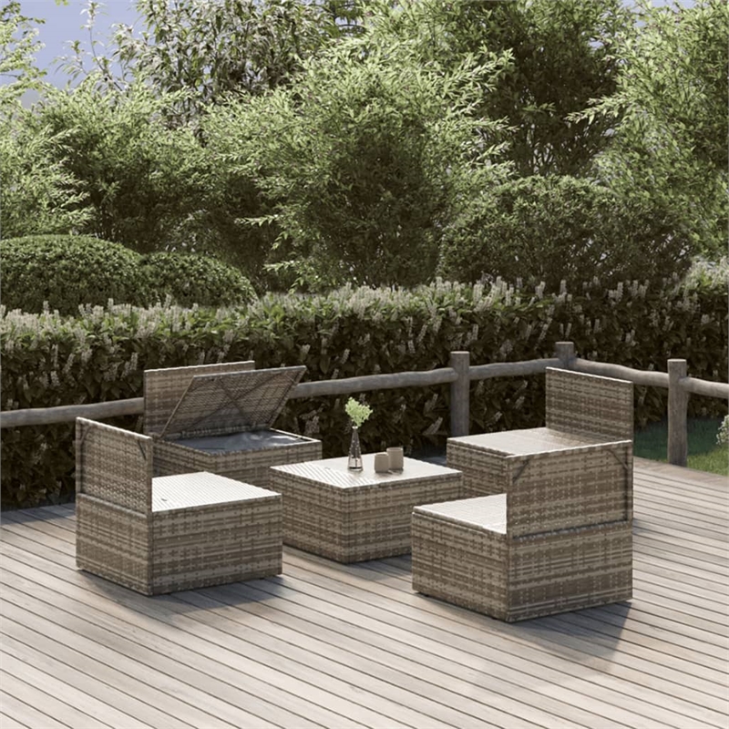 vidaXL 5 Piece Steel Garden Lounge Set in Gray