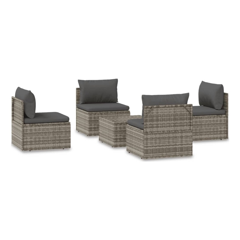 vidaXL 5 Piece Steel Garden Lounge Set in Gray