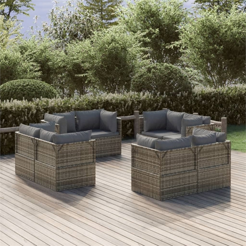 vidaXL 8 Piece Steel Sofa in Gray