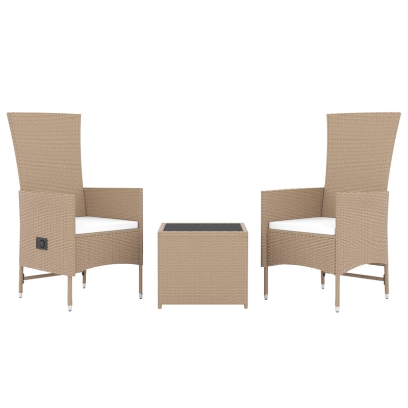 vidaXL 3 Piece Steel Garden Lounge Set in Beige
