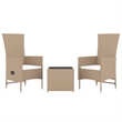vidaXL 3 Piece Steel Garden Lounge Set in Beige