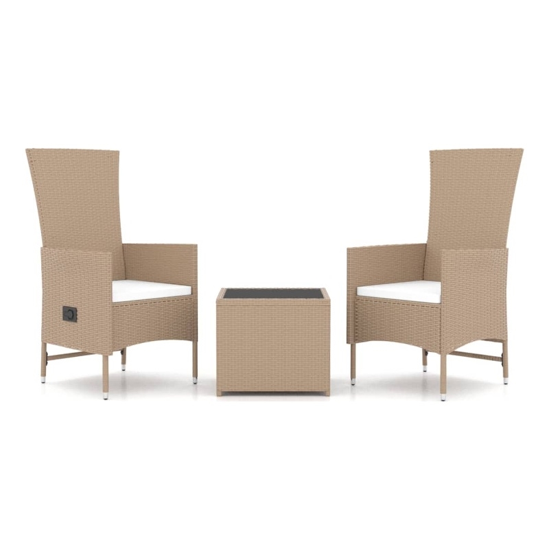 vidaXL 3 Piece Steel Garden Lounge Set in Beige