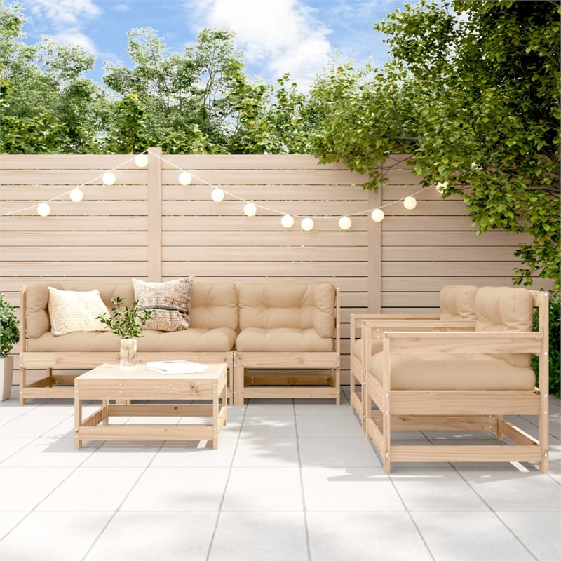 vidaXL 6 Piece Wood Garden Lounge Set in Beige