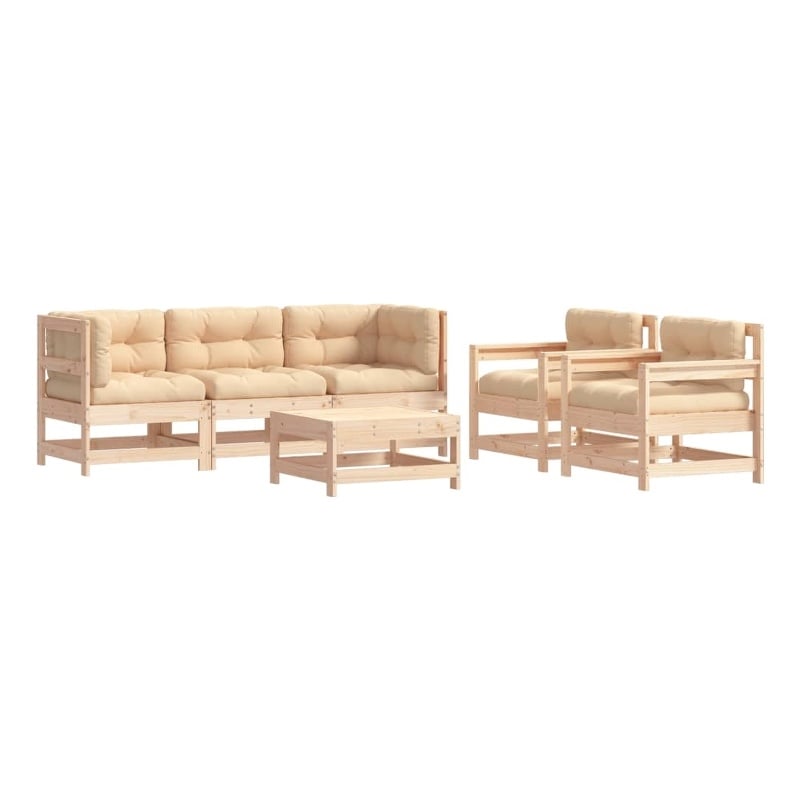 vidaXL 6 Piece Wood Garden Lounge Set in Beige