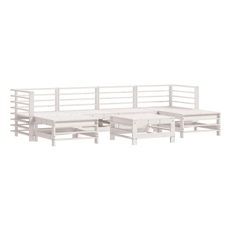vidaXL 7 Piece Wood Large Garden Lounge Set in White