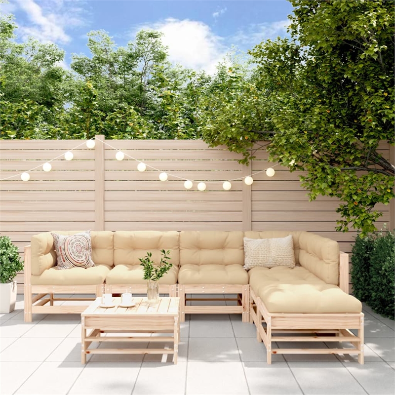 vidaXL 7 Piece Wood Large Garden Lounge Set