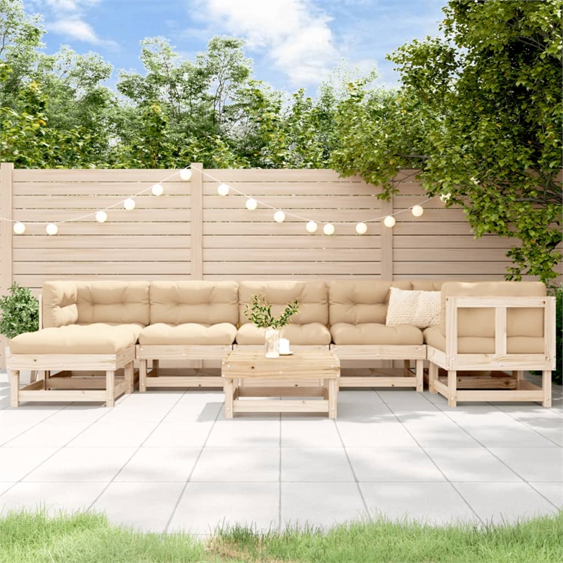 vidaXL 8 Piece Wood Large Garden Lounge Set in Beige