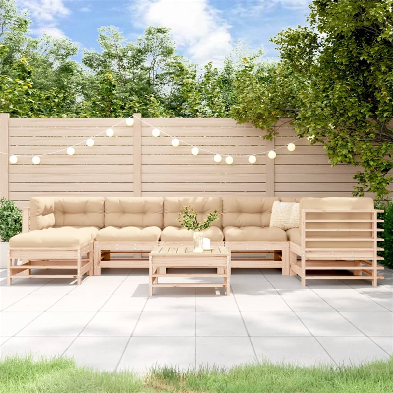 vidaXL Wood Large Garden Lounge Set in Beige