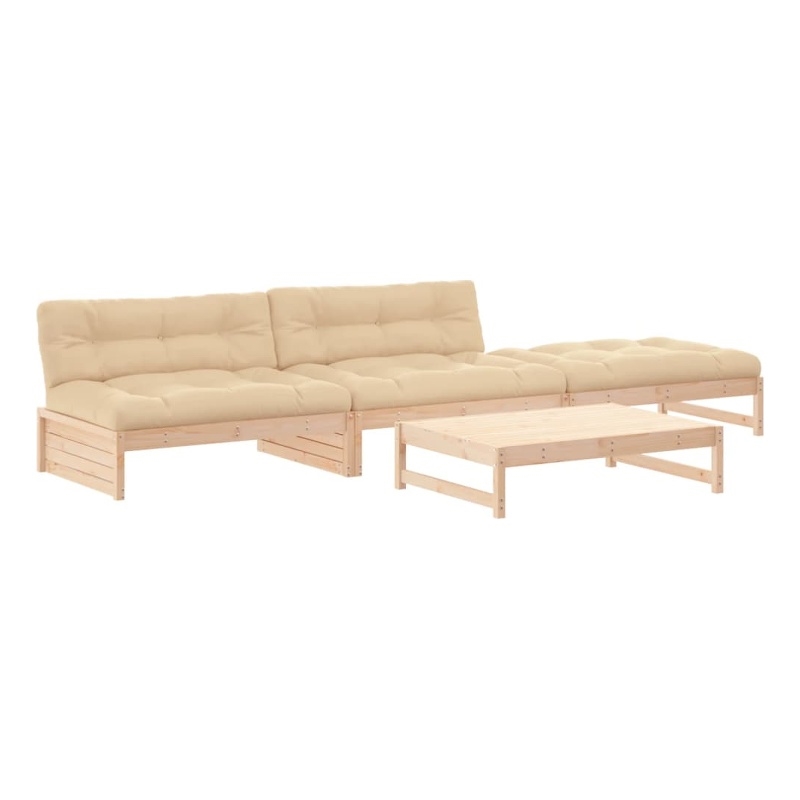 vidaXL Wood Garden Lounge Set in Natural/Beige