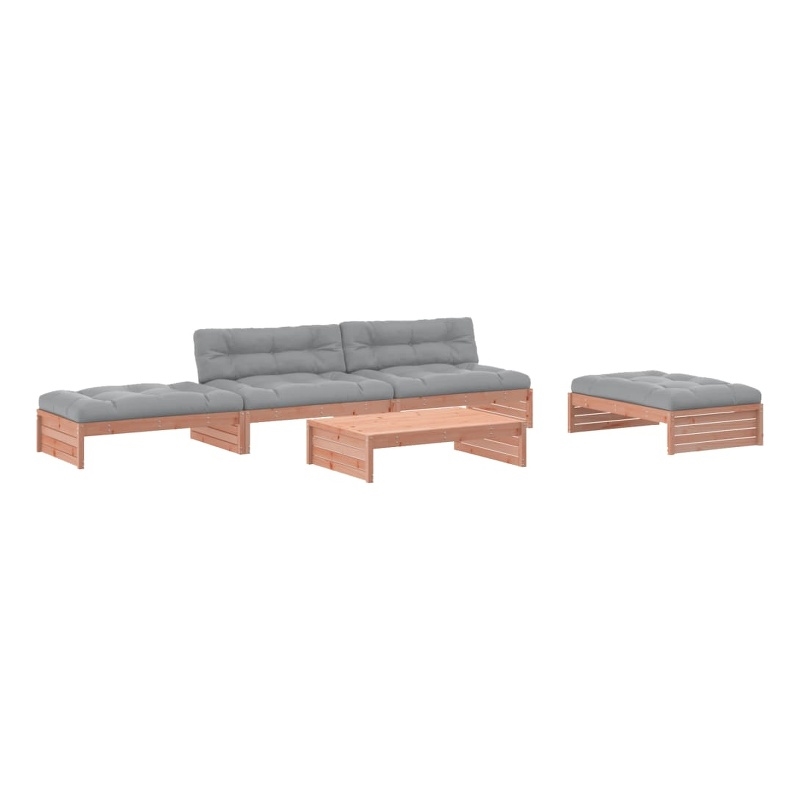 vidaXL 5 Piece Wood Large Garden Lounge Set in Gray