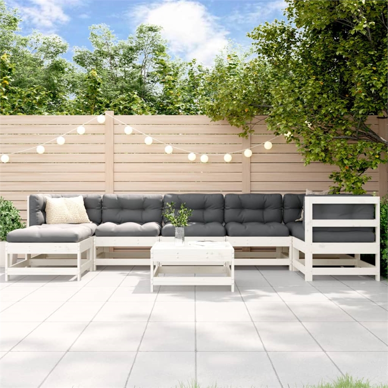 vidaXL 8 Piece Wood Large Garden Lounge Set in White