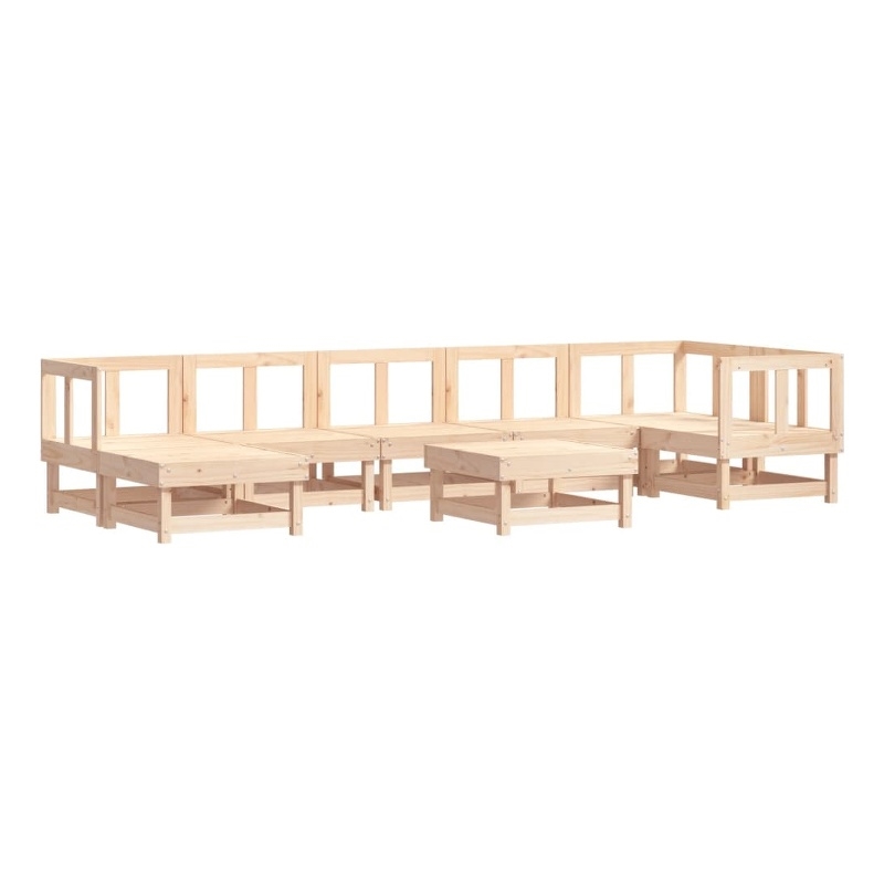 vidaXL 8 Piece Wood Large Garden Lounge Set in Natural