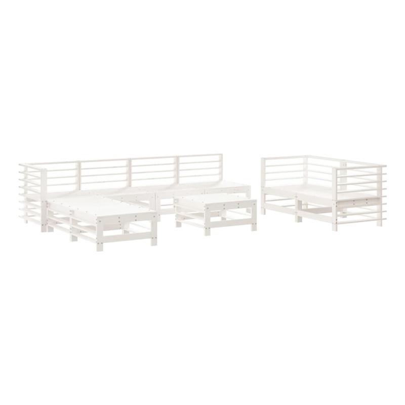 vidaXL 9 Piece Wood Large Garden Lounge Set in White