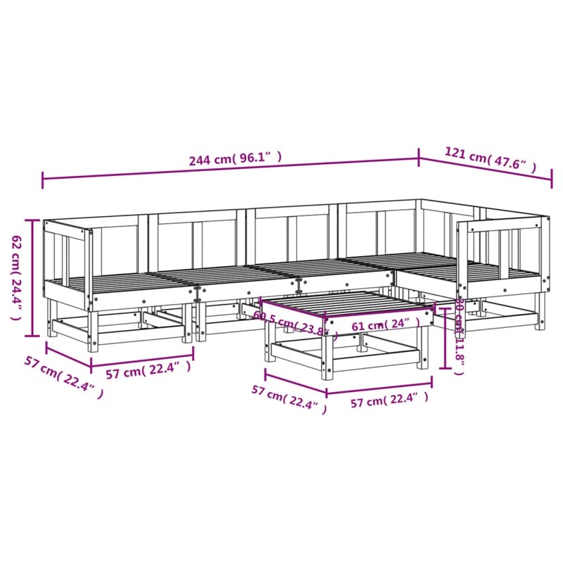 vidaXL Wood Large Garden Lounge Set in White