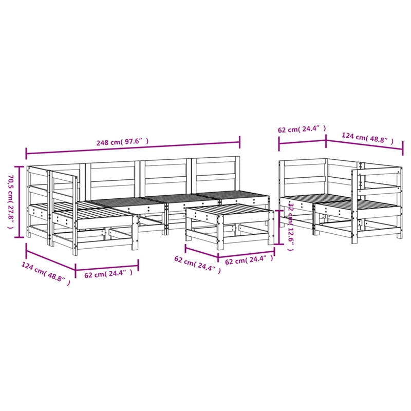 vidaXL Wood Large Garden Lounge Set in White