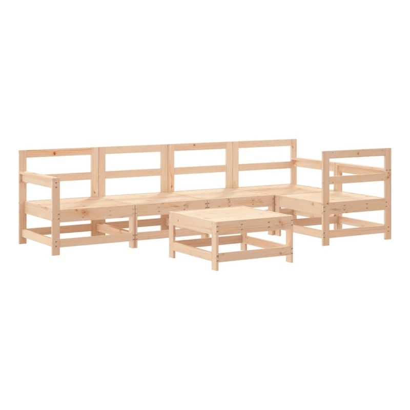vidaXL 6 Piece Wood Large Garden Lounge Set in Natural