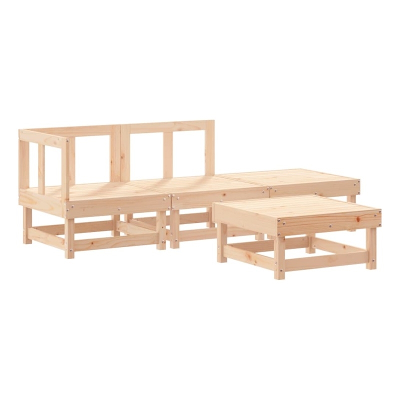 vidaXL 4 Piece Wood Small Garden Lounge Set in Natural