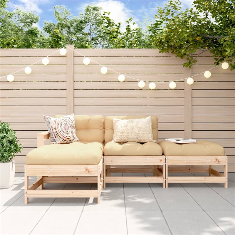 vidaXL 4 Piece Wood Small Garden Lounge Set in Natural