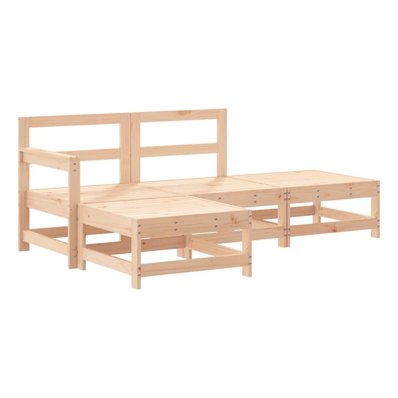 vidaXL 4 Piece Wood Small Garden Lounge Set in Natural
