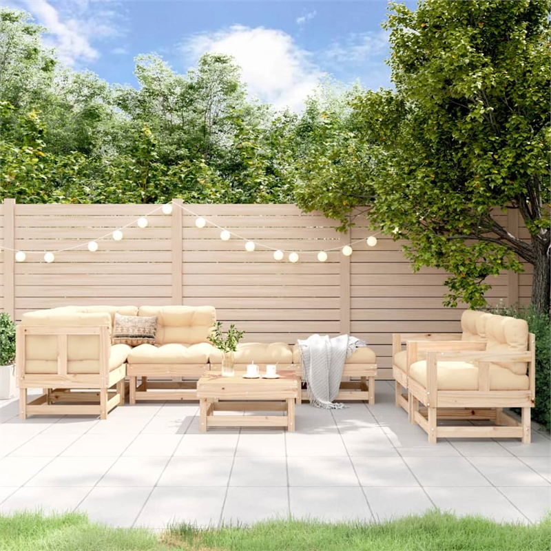 vidaXL 8 Piece Wood Garden Lounge Set in Natural