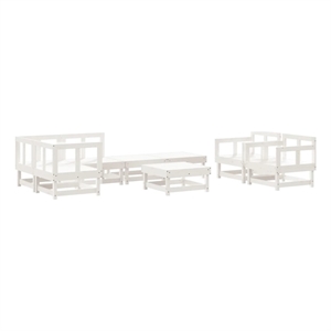 vidaXL 8 Piece Wood Large Garden Lounge Set in White