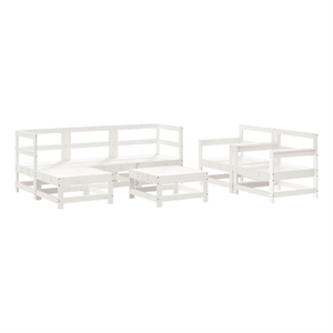 vidaXL 7 Piece Wood Small Garden Lounge Set in White