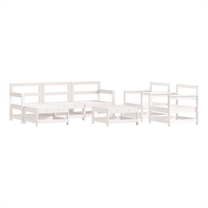 vidaXL 7 Piece Wood Garden Lounge Set in White