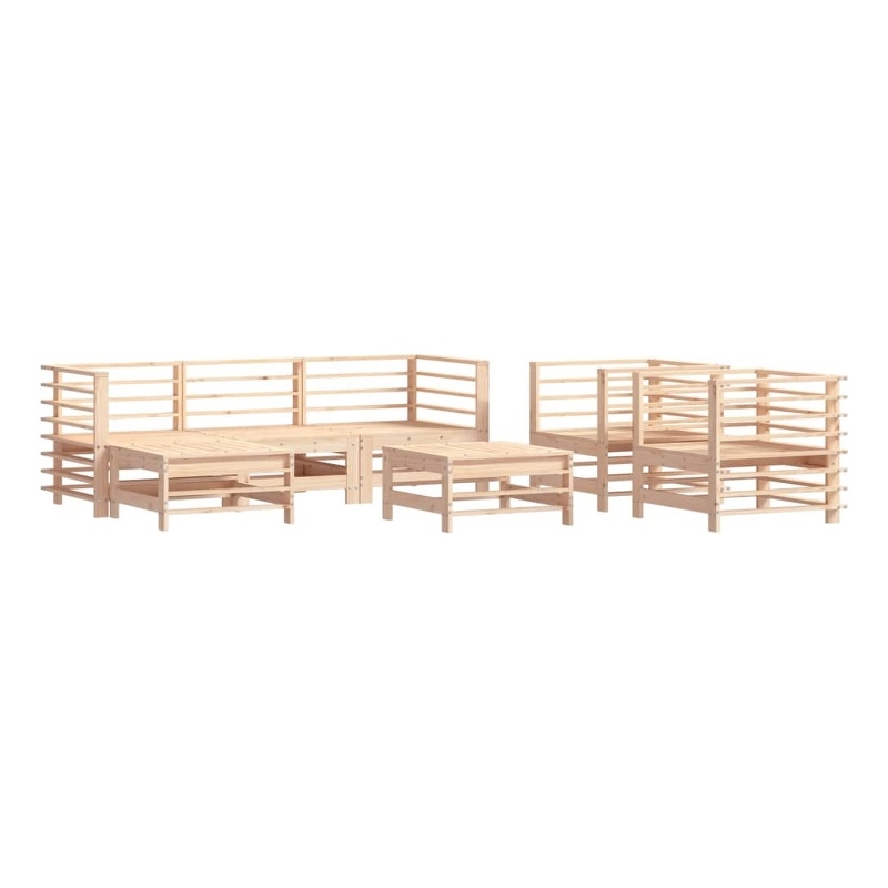 vidaXL 7 Piece Wood Garden Lounge Set in Natural