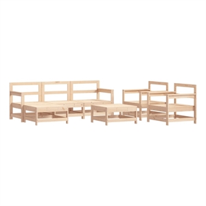 vidaXL 7 Piece Wood Medium Garden Lounge Set in Brown