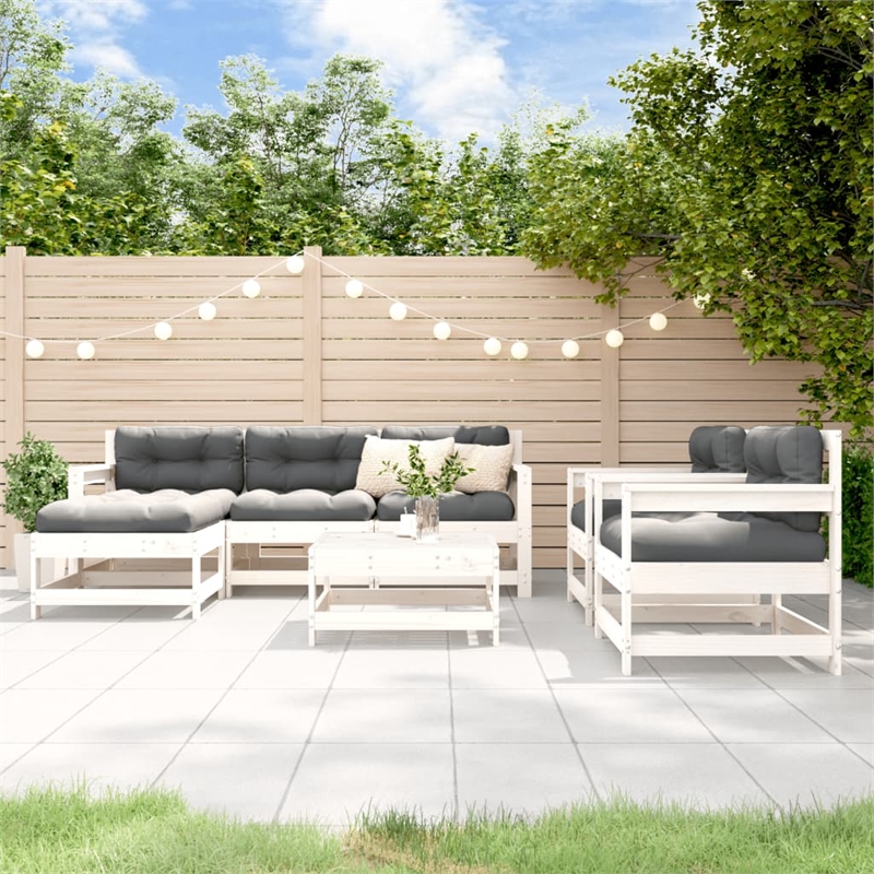 vidaXL Wood Medium Garden Lounge Set in White