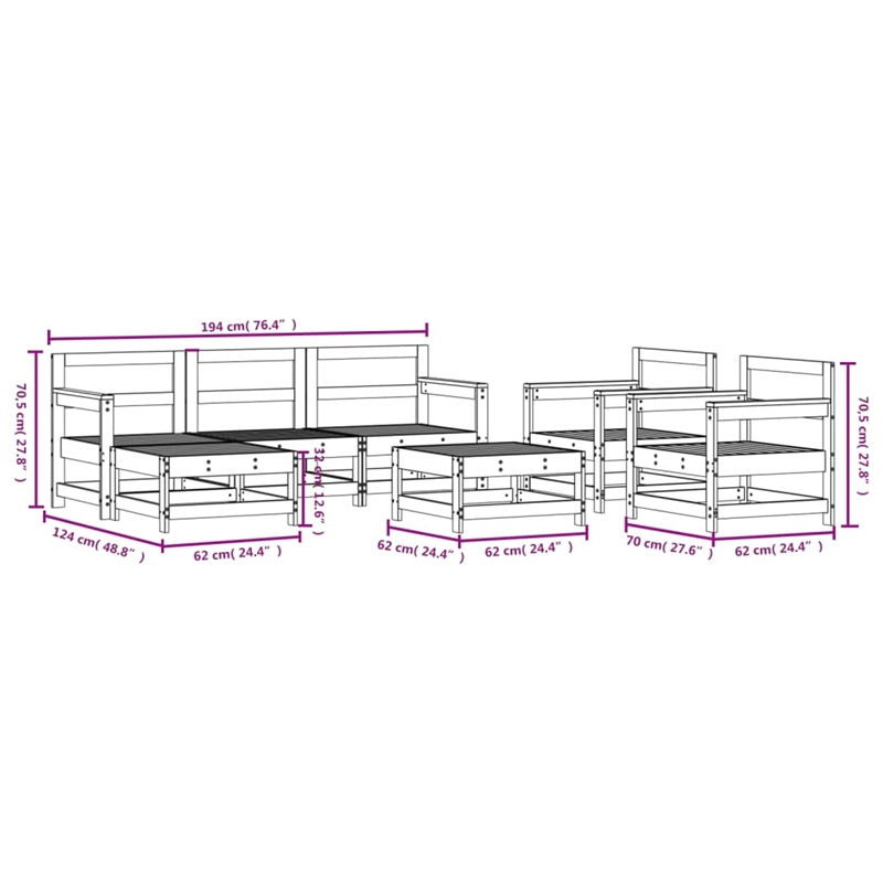 vidaXL Wood Medium Garden Lounge Set in White