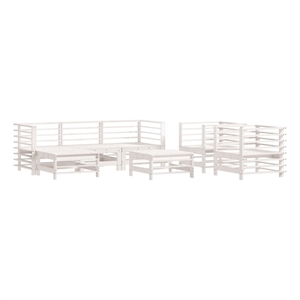 vidaXL 7 Piece Wood Large Garden Lounge Set in White