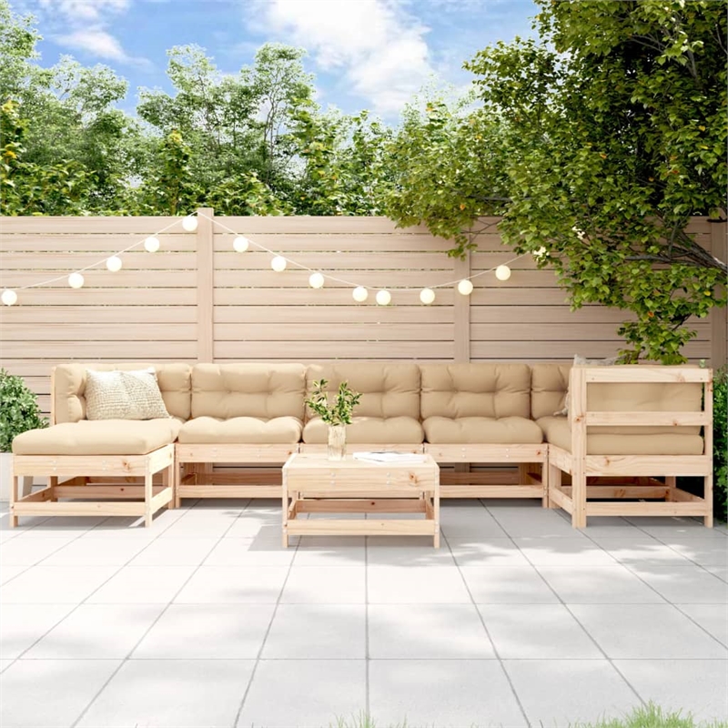 vidaXL 8 Piece Wood Large Garden Lounge Set in Natural