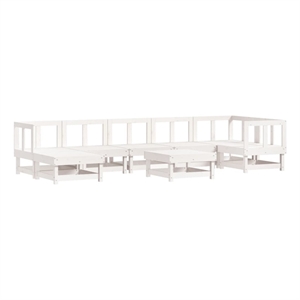 vidaXL 8 Piece Wood Large Garden Lounge Set in White