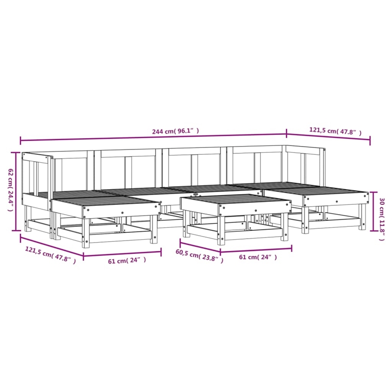 vidaXL 7 Piece Wood Garden Lounge Set in Natural