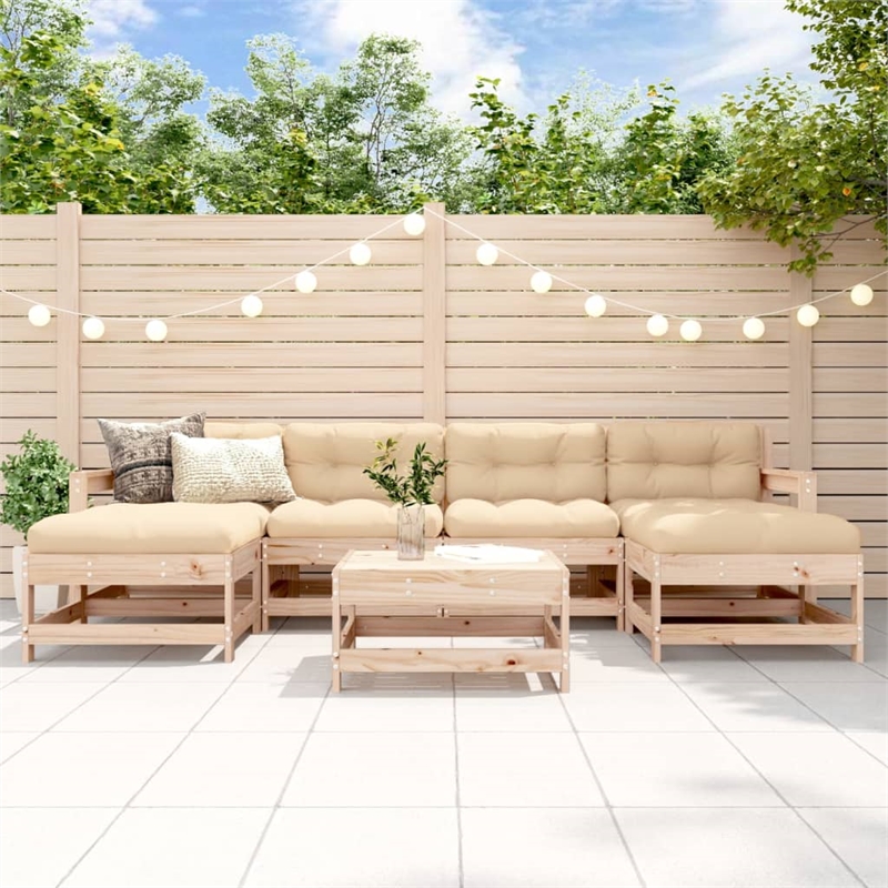 vidaXL 7 Piece Wood Large Garden Lounge Set