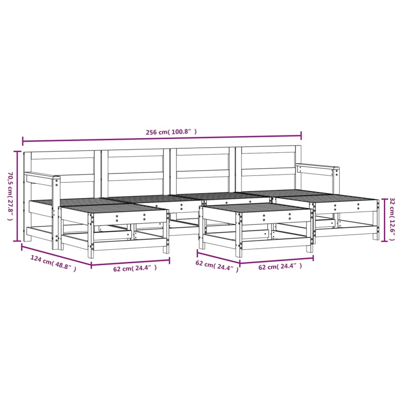 vidaXL 7 Piece Wood Large Garden Lounge Set