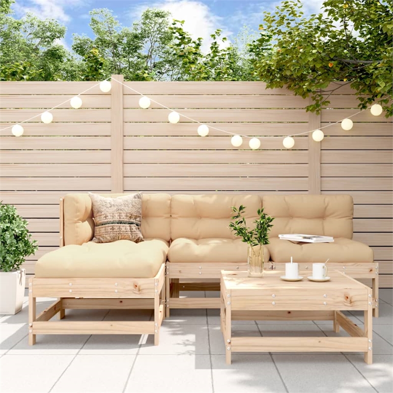 vidaXL 5 Piece Wood Large Garden Lounge Set in Natural