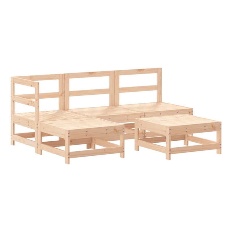 vidaXL 5 Piece Wood Large Garden Lounge Set in Natural