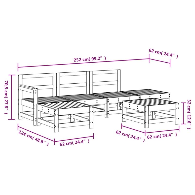 vidaXL 6 Piece Wood Garden Lounge Set